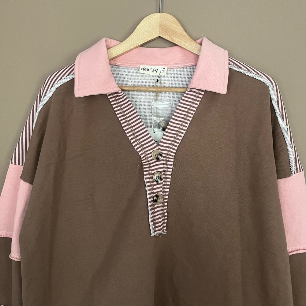 {New In} Collared Neapolitan Oversized Knit Pullover Top - Womens Medium - NWT - Picture 2 of 11